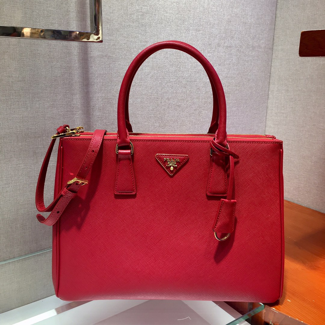 Prada Large Galleria Saffiano Leather Bag Tote Shoulder Bag Red 1BA274